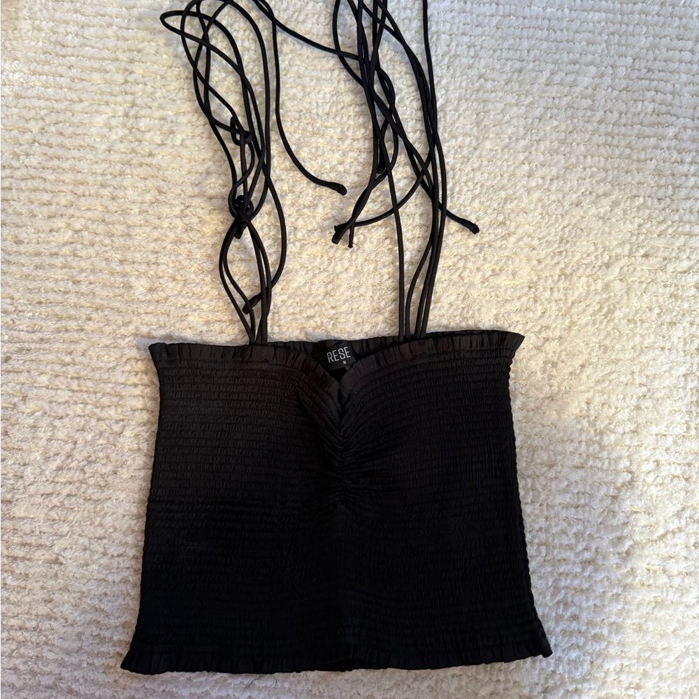 Black Bustier Tie Front Camisole